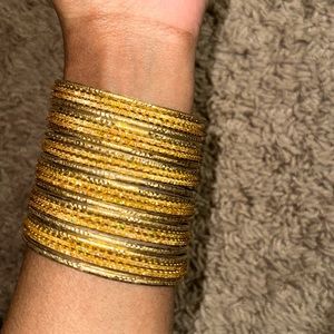 Gold glittered bangle set